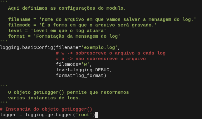 Configuração Log
